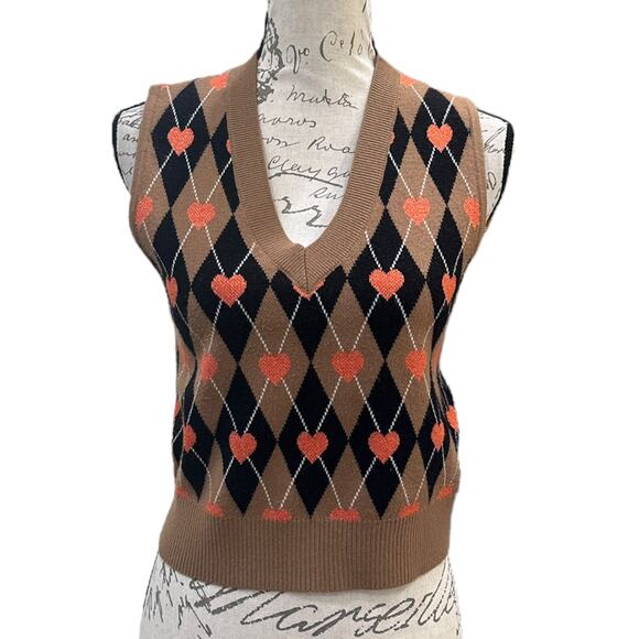 NWT Anthropologie Vera Jacquard Sweater Vest in Heart Print - Picture 6 of 6